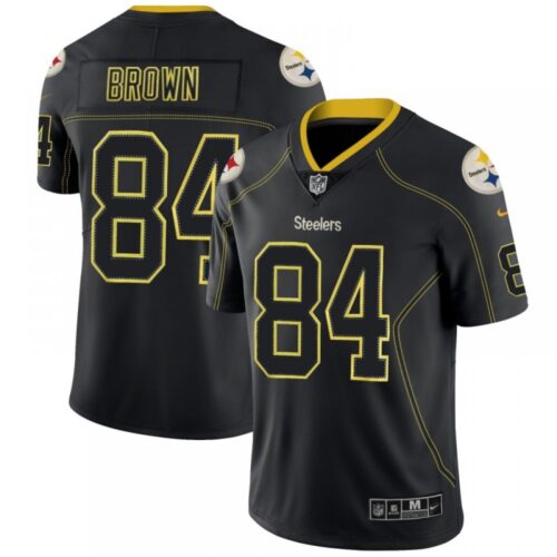 686273d3674bd_1 Men's Pittsburgh Steelers #84 Antonio Brown NFL 2018 Lights Out Black Color Rush Limited Jersey
