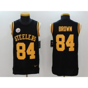 686273de6d5fe_1 Men's Pittsburgh Steelers #84 Antonio Brown Black Team Color Stitched NFL Limited Rush Tank Top Jersey