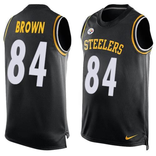 686273ef9e021_1 Steelers #84 Antonio Brown Black Team Color Men's Stitched NFL Limited Tank Top Jersey