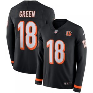 6862747668a79_1 Men's Cincinnati Bengals #18 A.J. Green Black Therma Long Sleeve Stitched NFL Jersey