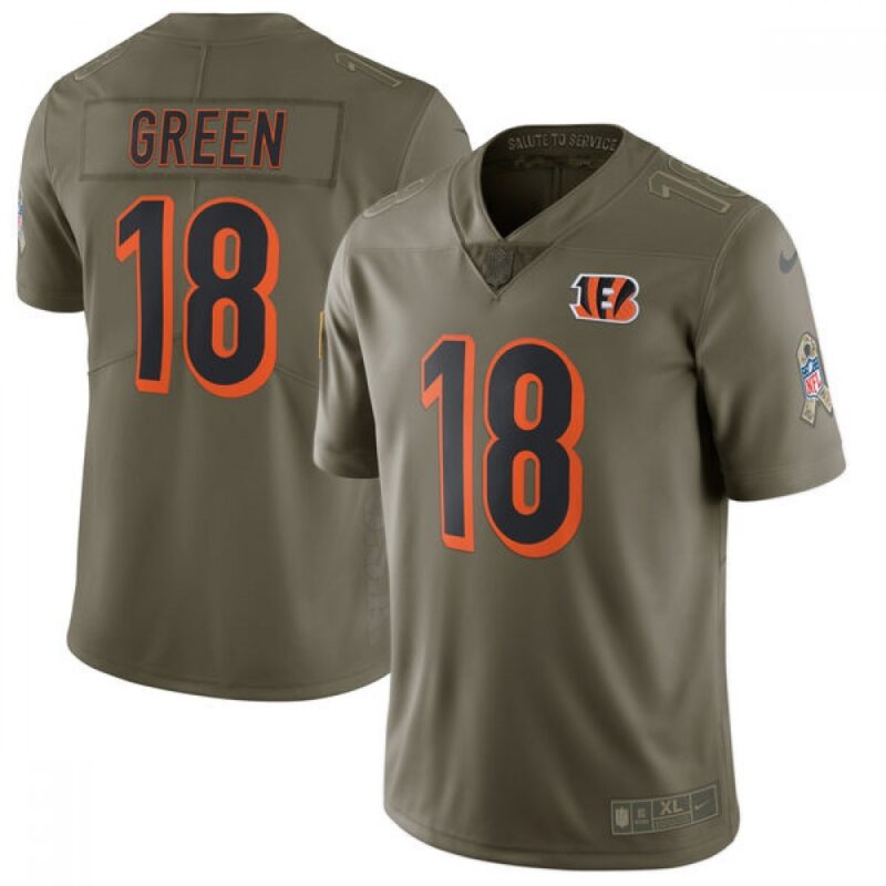 686274b475721_1 Youth Cincinnati Bengals #18 A.J. Green Olive Salute To Service Limited Stitched NFL Jersey