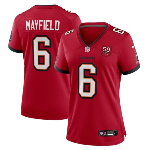 686275077e2d2_1 Women's Tampa Bay Buccaneers #6 Baker Mayfield Nike Red 50th Anniversary Game Jersey
