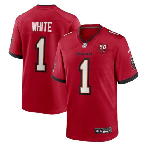 686275145cd26_1 Men's Tampa Bay Buccaneers #1 Rachaad White Nike Red 50th Anniversary Game Jersey