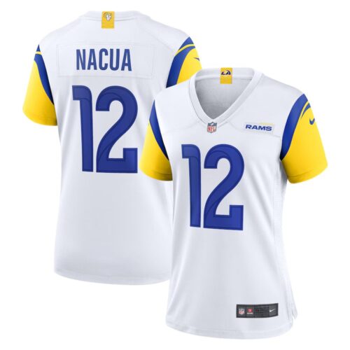 6862751abf3db_1 Women's Los Angeles Rams #12 Puka Nacua Nike White Vapor F.U.S.E. Limited Player Jersey