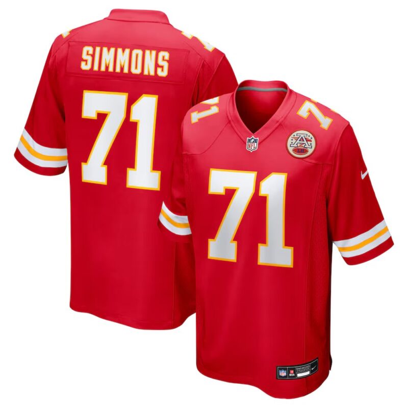 6862753489427_1 Youth Kansas City Chiefs #71 Josh Simmons Nike Red 2025 NFL Draft First Round Pick Game Jersey