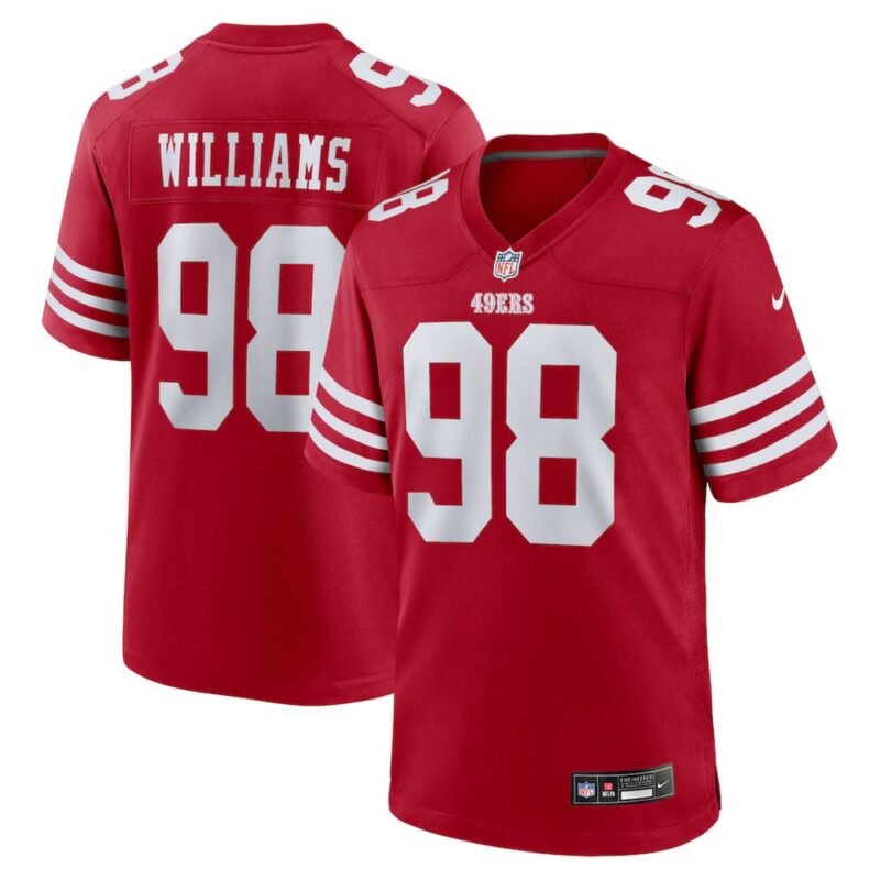 68627555c417d_1 Youth San Francisco 49ers #98 Mykel Williams Nike Scarlet 2025 NFL Draft First Round Pick No. 11 Game Jersey