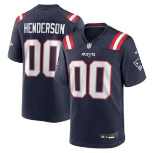 686275987eeb1_1 Men's New England Patriots #00 TreVeyon Henderson Nike Navy 2025 NFL Draft Game Jersey