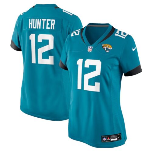 6862759e0745d_1 Women's Jacksonville Jaguars #12 Travis Hunter Nike Teal 2025 NFL Draft First Round Pick Team Game Player Jersey