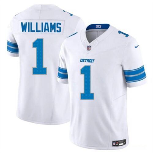686275c13eb13_1 Youth Detroit Lions #1 Jameson Williams White 2025 F.U.S.E. Vapor Limited Stitched Jersey