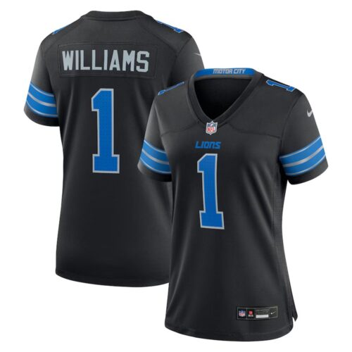 686275c74336c_1 Women's Detroit Lions #1 Jameson Williams Black 2025 F.U.S.E. Vapor Limited Stitched Jersey