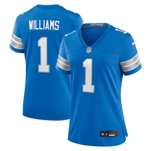 686275ca52ab5_1 Women's Detroit Lions #1 Jameson Williams Blue 2025 F.U.S.E. Vapor Limited Stitched Jersey