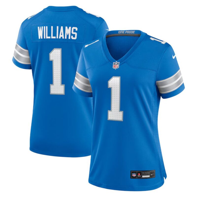 686275ca52ab5_1 Women's Detroit Lions #1 Jameson Williams Blue 2025 F.U.S.E. Vapor Limited Stitched Jersey