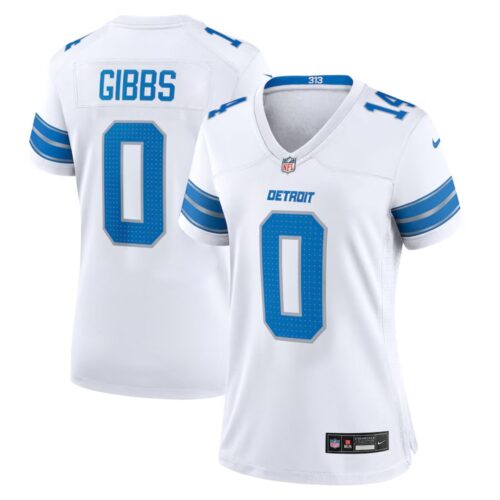 686275cd4a182_1 Women's Detroit Lions #0 Jahmyr Gibbs White 2025 F.U.S.E. Vapor Limited Stitched Jersey