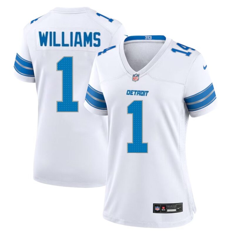 686275d31c996_1 Women's Detroit Lions #1 Jameson Williams White 2025 F.U.S.E. Vapor Limited Stitched Jersey