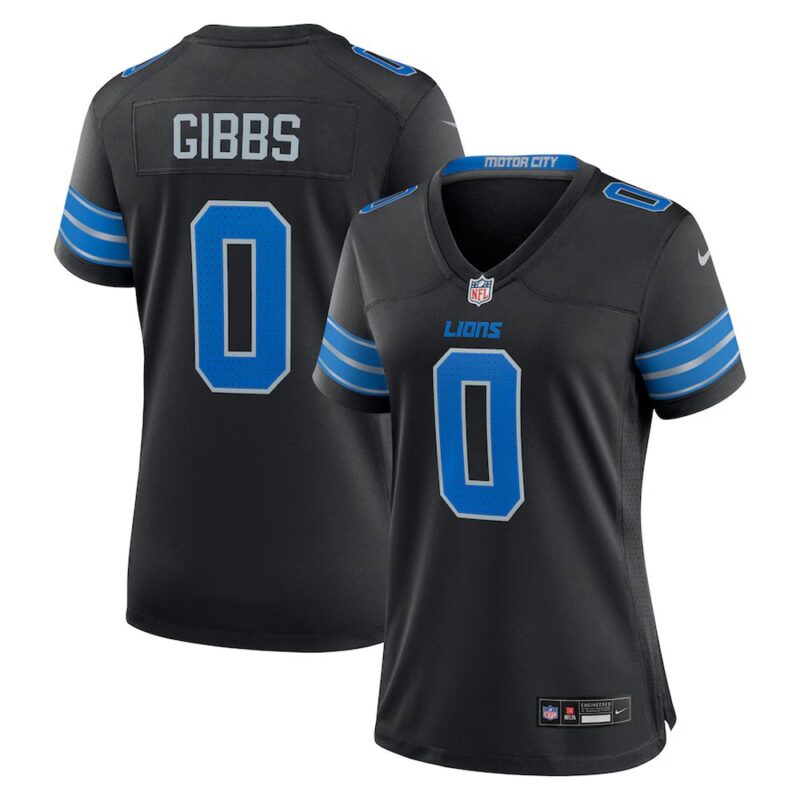 686275d6017ee_1 Women's Detroit Lions #0 Jahmyr Gibbs Black 2025 F.U.S.E. Vapor Limited Stitched Jersey
