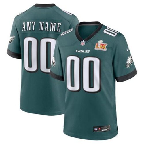 6862760e5310d_1 Men's Philadelphia Eagles Midnight Green Super Bowl LIX Custom Game Jersey