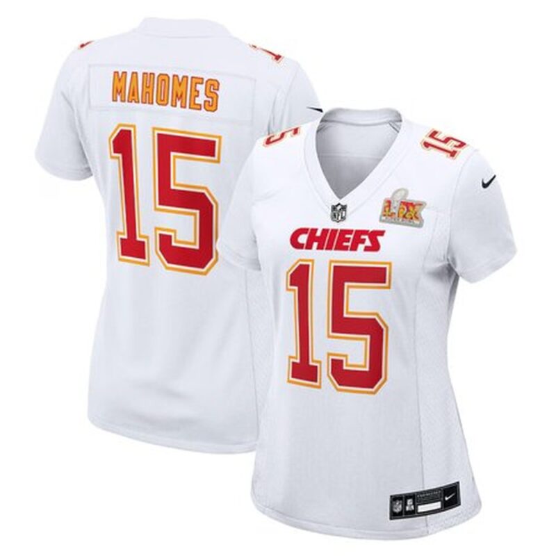 6862762681775_1 Women's Kansas City Chiefs #15 Patrick Mahomes Tundra White Super Bowl LIX Fashion Game Jersey
