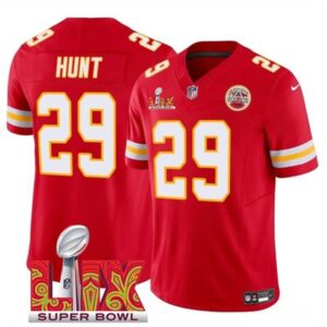686276af0b36f_1 Men's Kansas City Chiefs #29 Kareem Hunt Red 2025 Super Bowl LIX Patch F.U.S.E. Vapor Limited Stitched Football Jersey