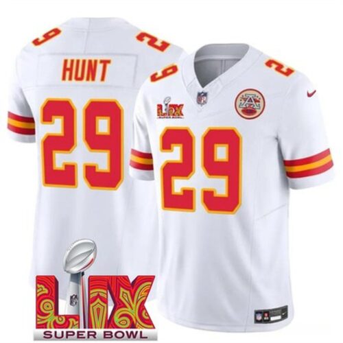686276b29a7f5_1 Men's Kansas City Chiefs #29 Kareem Hunt White 2025 Super Bowl LIX Patch F.U.S.E. Vapor Limited Stitched Football Jersey