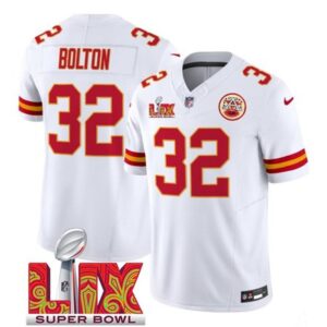 686276b96c454_1 Men's Kansas City Chiefs #32 Nick Bolton White 2025 Super Bowl LIX Patch F.U.S.E. Vapor Limited Stitched Football Jersey