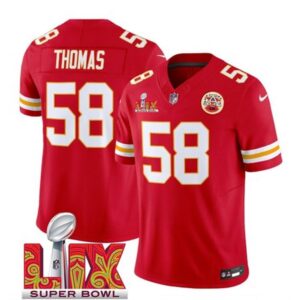 686276c3b77e6_1 Men's Kansas City Chiefs #58 Derrick Thomas Red 2025 Super Bowl LIX Patch F.U.S.E. Vapor Limited Stitched Football Jersey