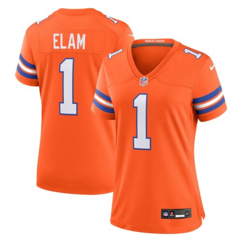 686277165e84d_1 Women's Denver Broncos Jason Elam Orange Mile High Collection 1977 Throwback Retired Player Game Jersey