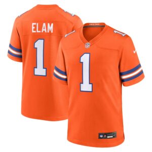 6862773dd33e5_1 Men's Denver Broncos Jason Elam Orange Mile High Collection 1977 Throwback Retired Player Game Jersey