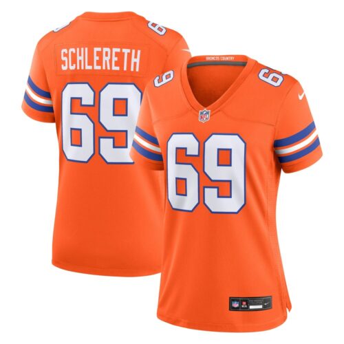 686277562cb80_1 Women's Denver Broncos Mark Schlereth Orange Mile High Collection 1977 Throwback Retired Player Game Jersey