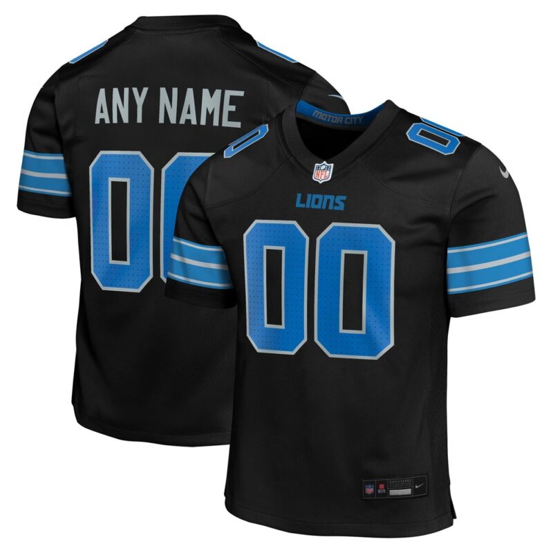 6862775e15455_1 Youth Detroit Lions Black Alternate Custom Game Jersey