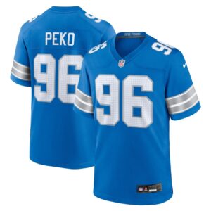 6862783e05f83_1 Men's Detroit Lions Kyle Peko Blue Game Jersey