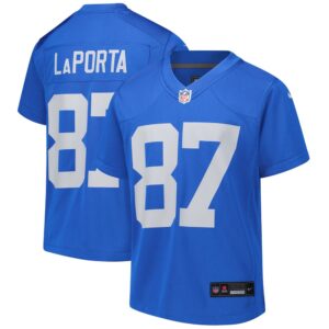 6862784d2e460_1 Youth Detroit Lions #87 Sam LaPorta Blue Alternate Game Jersey