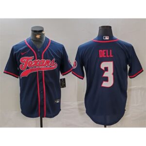 686278568066a_1 Men's Houston Texans #3 Tank Dell Navy With Patch Cool Base Stitched Baseball Jersey