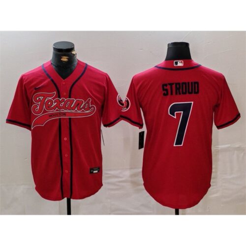 6862785e52752_1 Men's Houston Texans #7 C.J. Stroud Red With Patch Cool Base Stitched Baseball Jersey