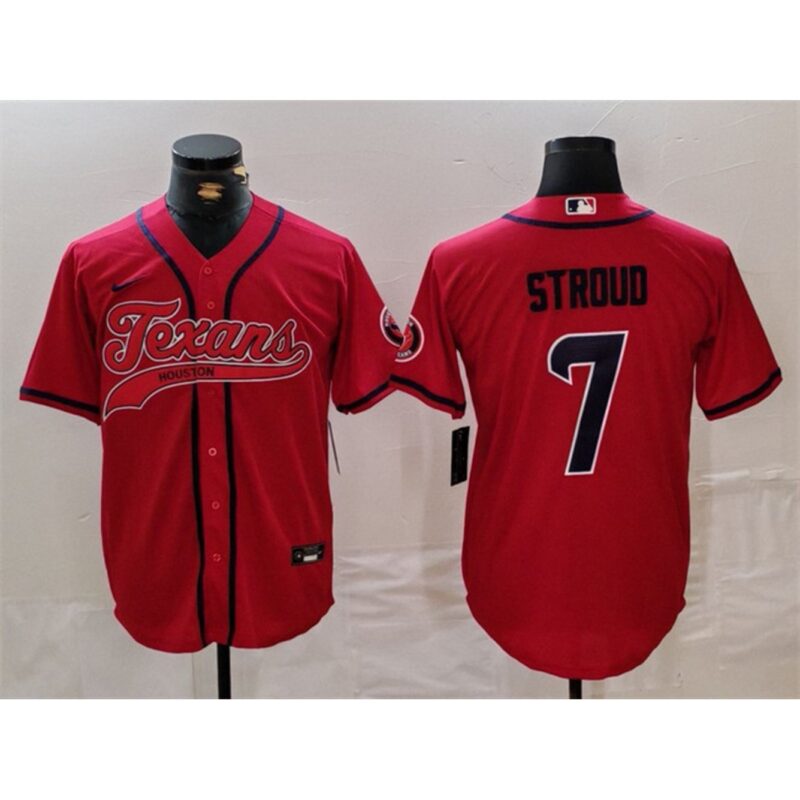 6862785e52752_1 Men's Houston Texans #7 C.J. Stroud Red With Patch Cool Base Stitched Baseball Jersey