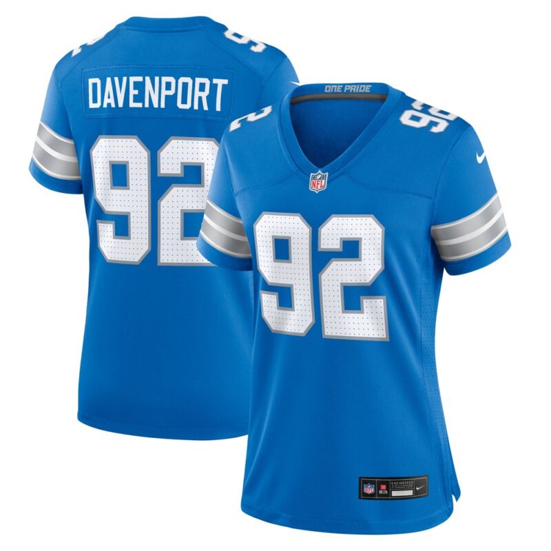 68627898d4516_1 Women's Detroit Lions Marcus Davenport Blue Team Game Jersey