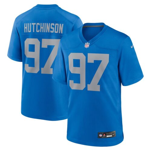 6862789eb8ae3_1 Men's Detroit Lions #97 Aidan Hutchinson Blue Alternate Game Jersey