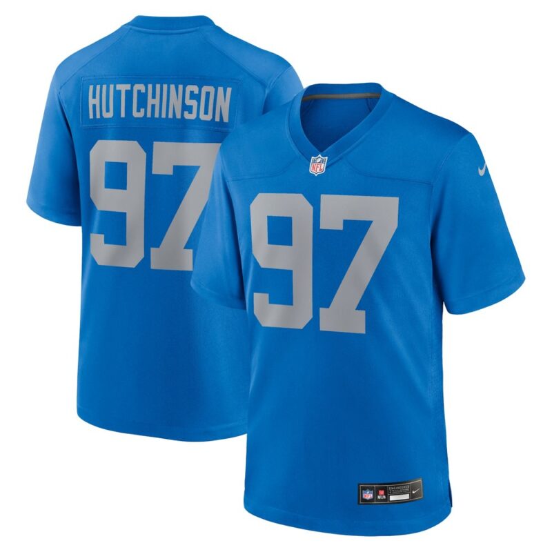 6862789eb8ae3_1 Men's Detroit Lions #97 Aidan Hutchinson Blue Alternate Game Jersey