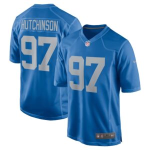 6862790938055_1 Men's Detroit Lions #97 Aidan Hutchinson Blue Player Game Jersey