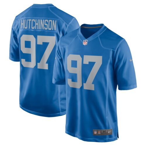 6862790938055_1 Men's Detroit Lions #97 Aidan Hutchinson Blue Player Game Jersey