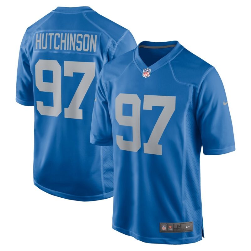 6862790938055_1 Men's Detroit Lions #97 Aidan Hutchinson Blue Player Game Jersey