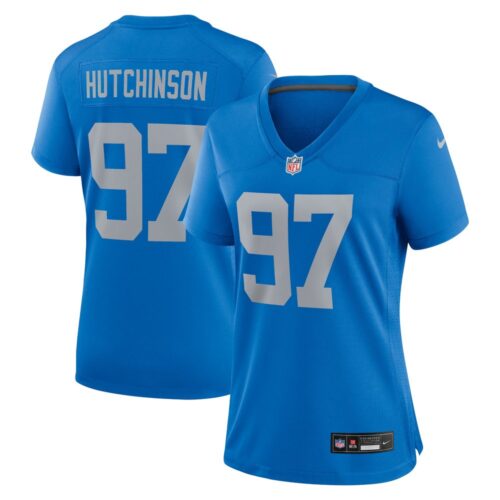 6862790cbbd2b_1 Women's Detroit Lions #97 Aidan Hutchinson Blue Alternate Game Jersey