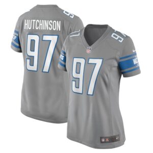 68627912a4540_1 Women's Detroit Lions #97 Aidan Hutchinson Silver Game Jersey