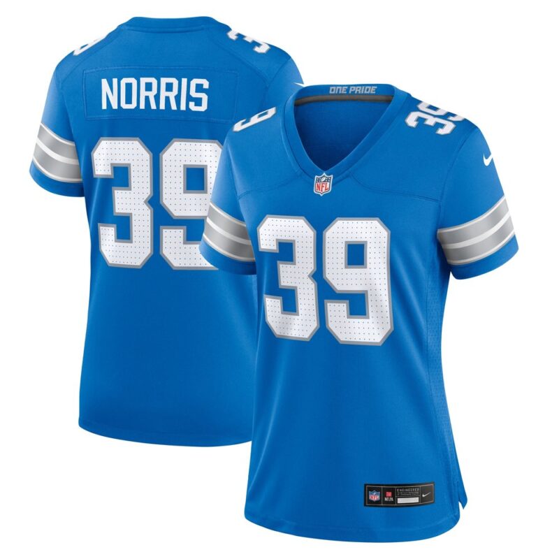 6862794080e1c_1 Women's Detroit Lions Morice Norris Blue Game Jersey