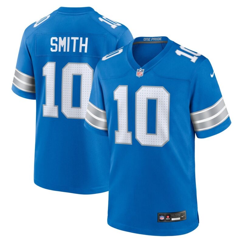 6862796014c4f_1 Men's Detroit Lions Tre Quan Smith Blue Game Jersey
