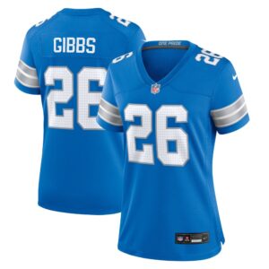 6862797318e18_1 Women's Detroit Lions #26 Jahmyr Gibbs Blue Game Jersey