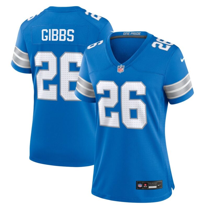 6862797318e18_1 Women's Detroit Lions #26 Jahmyr Gibbs Blue Game Jersey