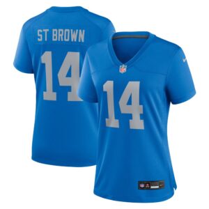 686279aeb076f_1 Women's Detroit Lions #14 Amon-Ra St. Brown Blue Alternate Game Jersey