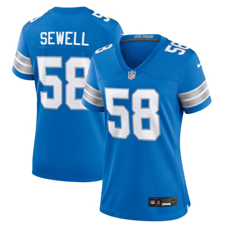686279b50c912_1 Women's Detroit Lions #58 Penei Sewell Blue Game Jersey
