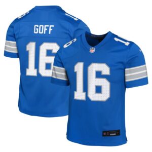686279cf11ab6_1 Youth Detroit Lions #16 Jared Goff Blue Team Player Game Jersey