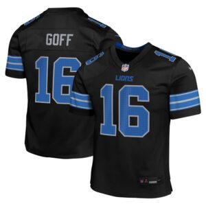 686279e287be8_1 Youth Detroit Lions #16 Jared Goff Black Alternate Player Game Jersey